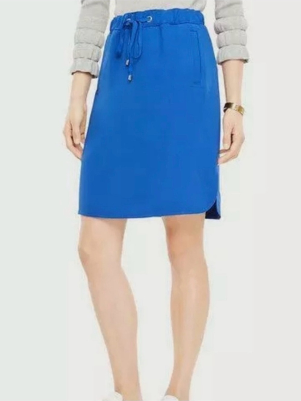 Ann Taylor Bright Blue Drawstring Mini Skirt